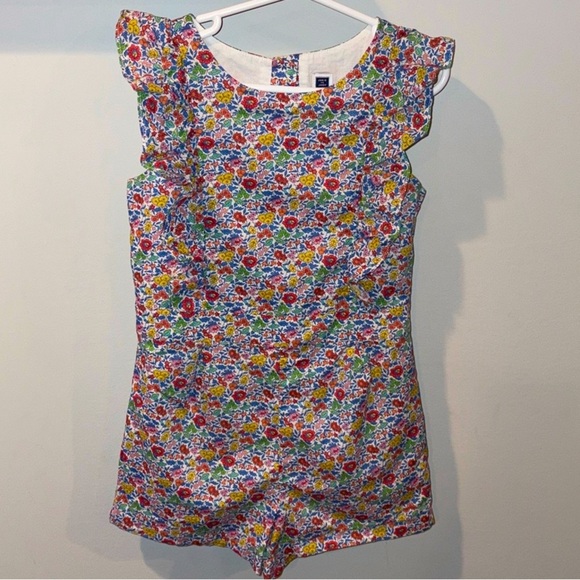 Janie and Jack Liberty Favorite Flowers Ruffle Trim Romper Size 6 Red/Yellow - Picture 3 of 11